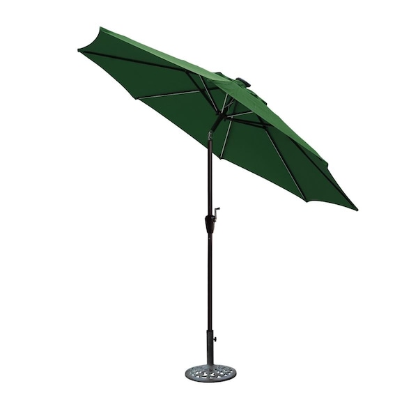 Jeco 9 ft. Aluminum Umbrella with Crank & Solar Guide Tubes - Brown Pole & Green Fabric OF-UB107 - main